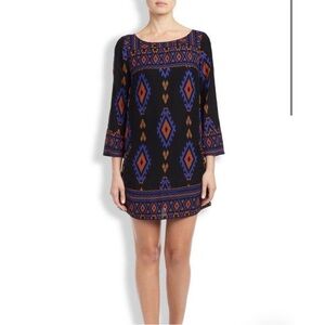 Lucky Brand Black Dress with Blue and Orange Patterns Aztec XL Pocket